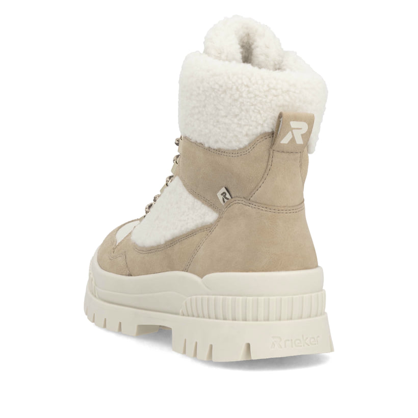 Rieker Artikelnummer W2173-62 Rieker Damen Schnürstiefel sandbeige-cremeweiß Hotsell