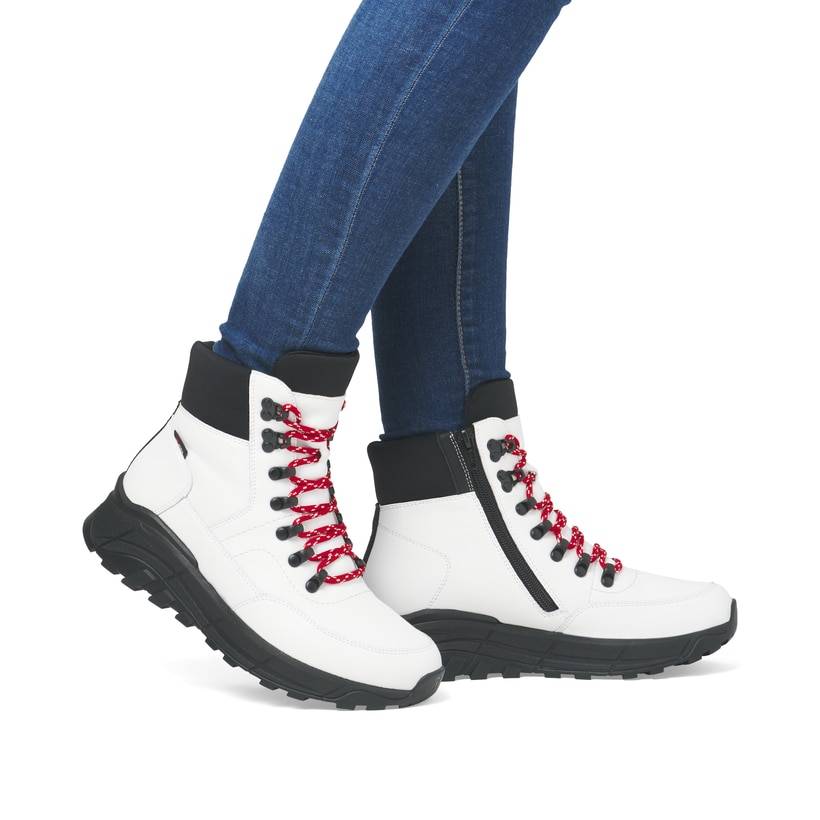 Rieker Artikelnummer W0063-81 Rieker Damen Schnürstiefel macciatoweiß Günstiger Verkauf