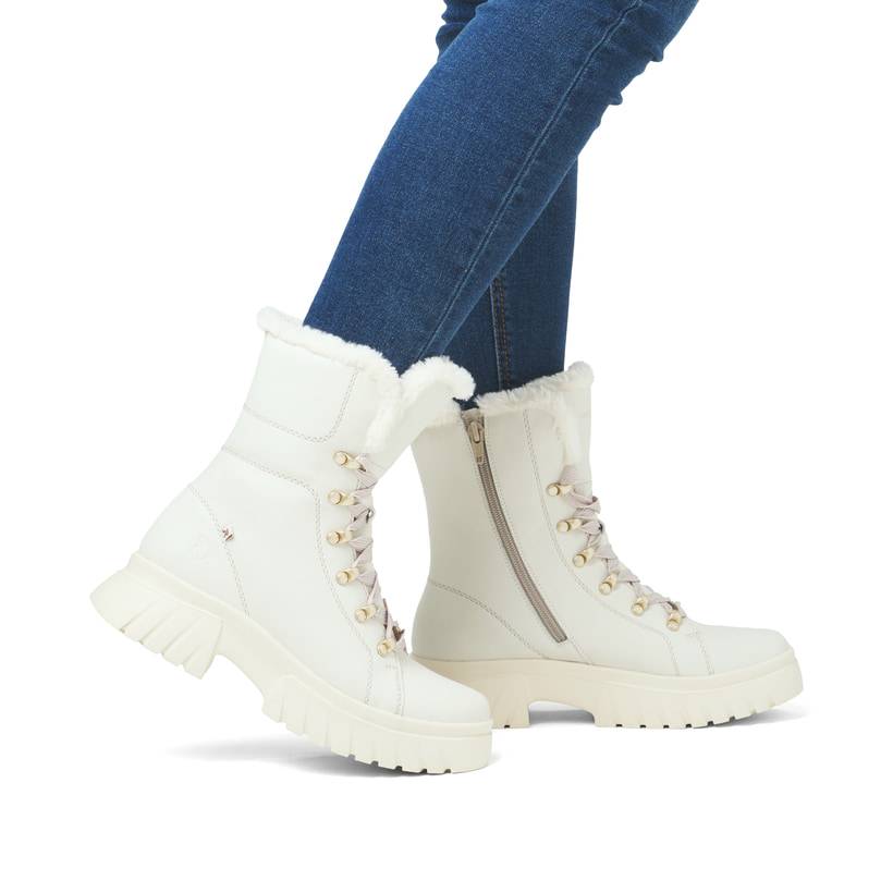 Rieker Artikelnummer W1874-80 Rieker Damen Schnürstiefel cremeweiß Blitzverkäufe