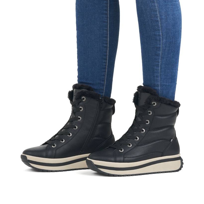 Rieker Artikelnummer W0963-01 Rieker Damen Schnürstiefel urbanschwarz Begrenztes Angebot