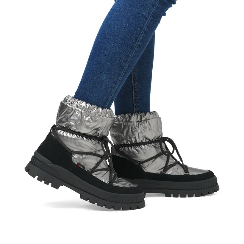 Rieker Artikelnummer W2170-42 Rieker Damen Kurzstiefel silber-schwarz Preisnachlass