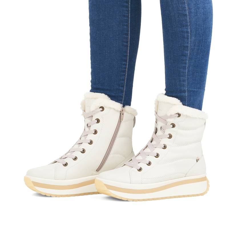 Rieker Artikelnummer W0963-80 Rieker Damen Schnürstiefel frostweiß Weihnachtsangebot