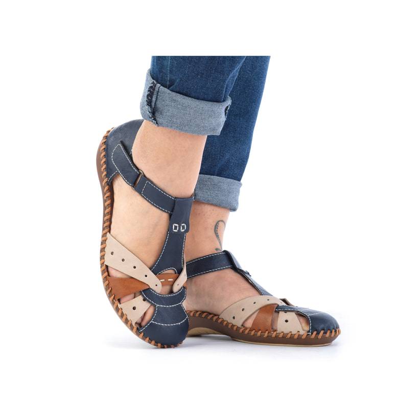 Rieker Artikelnummer M1655-14 Rieker Damen Riemchensandalen marineblau-beige Lagerräumung