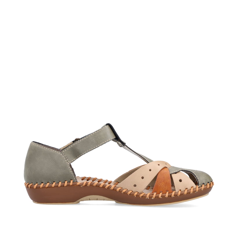 Rieker Artikelnummer M1655-54 Rieker Damen Riemchensandalen mintgrün-beige Neueste Mode