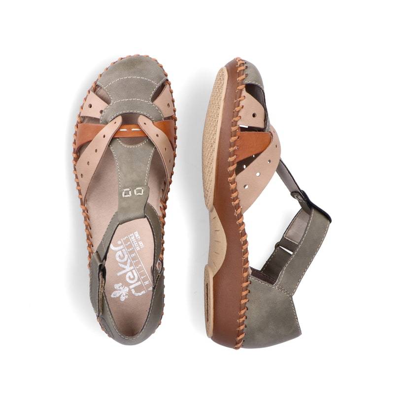 Rieker Artikelnummer M1655-54 Rieker Damen Riemchensandalen mintgrün-beige Neueste Mode