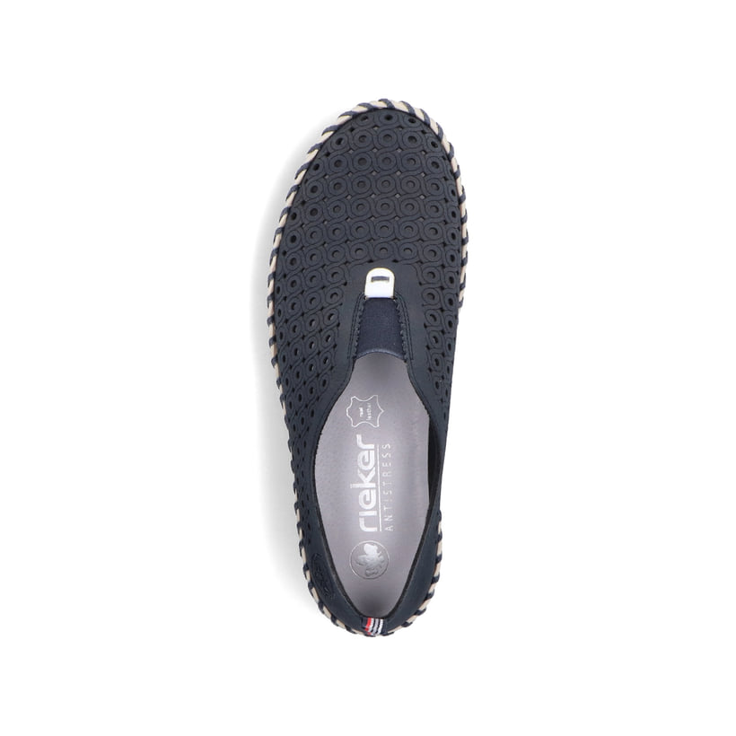 Rieker Artikelnummer N1963-14 Rieker Damen Slipper stahlblau Online Outlet
