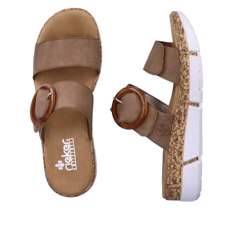 Rieker Artikelnummer V2392-62 Rieker Damen Pantoletten sandbeige Nur für heute