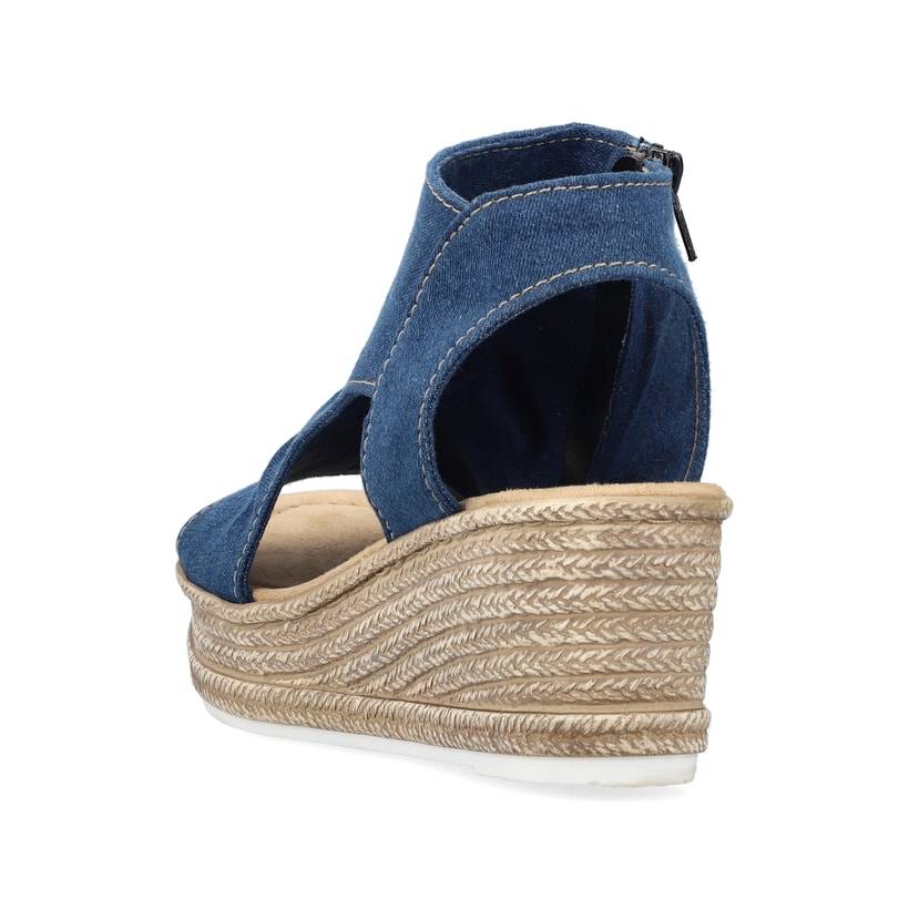 Rieker Artikelnummer 68791-12 Rieker Damen Keilsandaletten schieferblau Sonderangebot der Fabrik