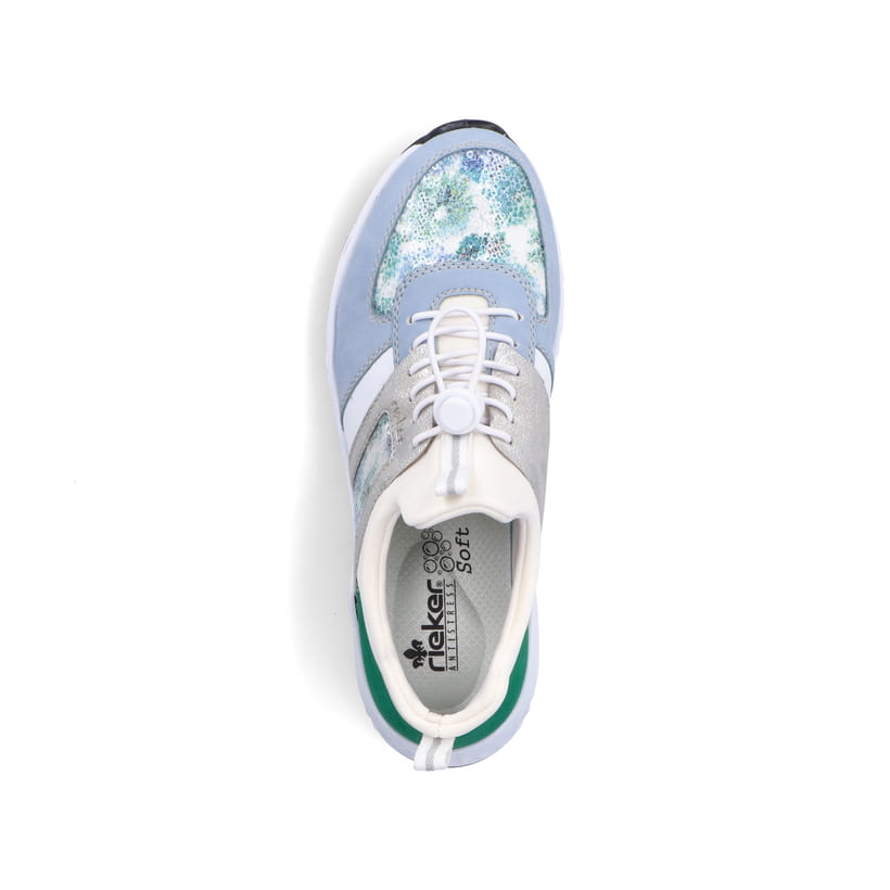 Rieker Artikelnummer N5251-91 Rieker Damen Slipper babyblau-cremeweiss Riesige Rabatte