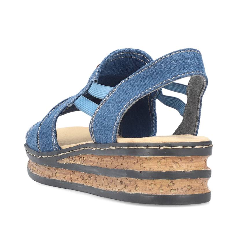Rieker Artikelnummer 62982-12 Rieker Damen Keilsandaletten meeresblau 50% Rabatt mit kostenlosem Versand
