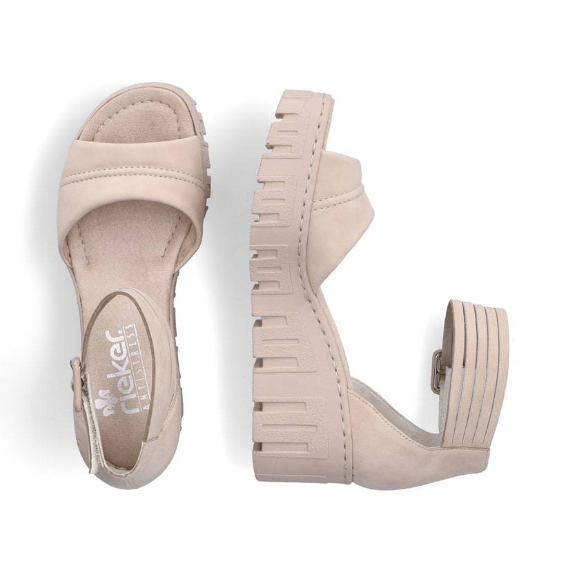 Rieker Artikelnummer 68093-60 Rieker Damen Keilsandaletten sandbeige Schlussverkauf