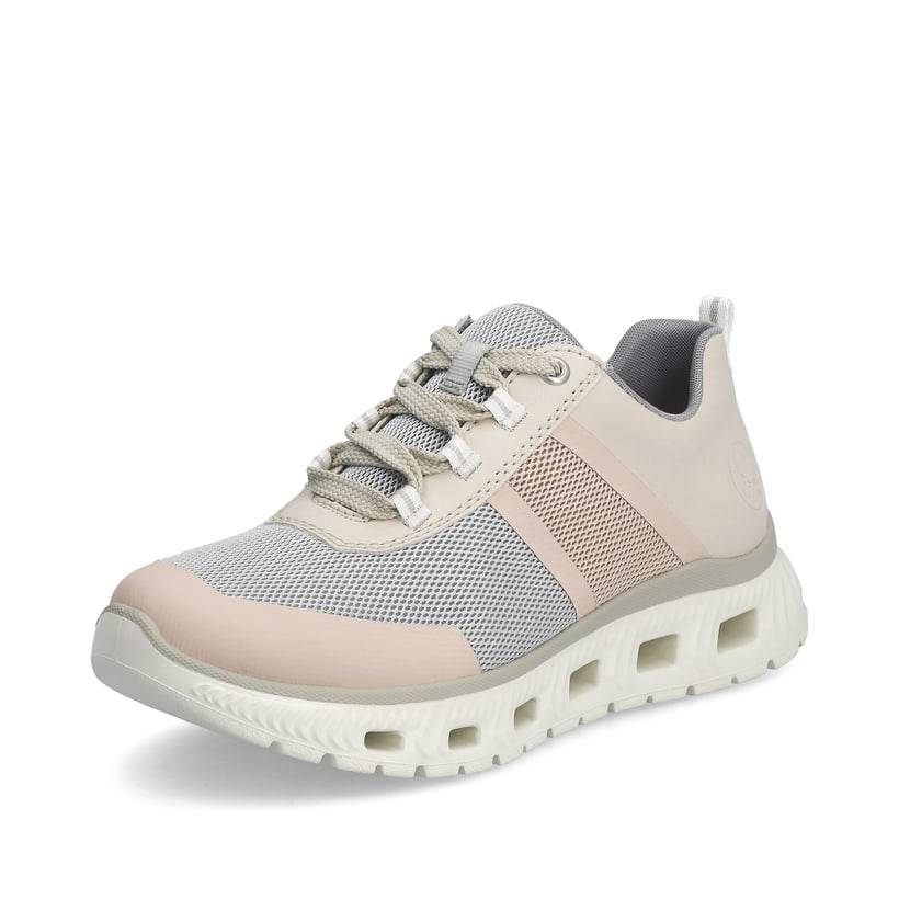 Rieker Artikelnummer M6006-90 Rieker Damen Sneaker Low hellbeige-pastellblau-rosa Blitzverkäufe