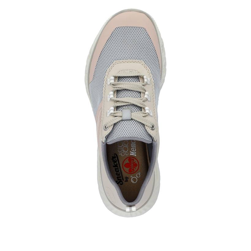 Rieker Artikelnummer M6006-90 Rieker Damen Sneaker Low hellbeige-pastellblau-rosa Blitzverkäufe