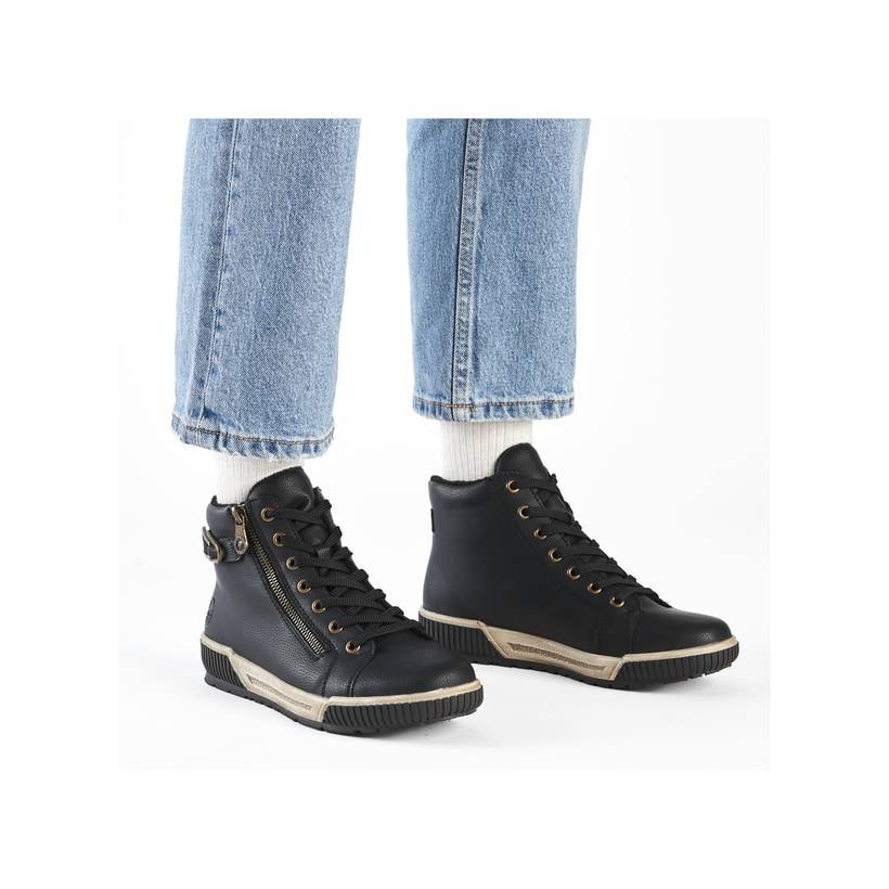 Rieker Artikelnummer N0708-00 Rieker Damen Schnürstiefel asphaltschwarz Bestseller