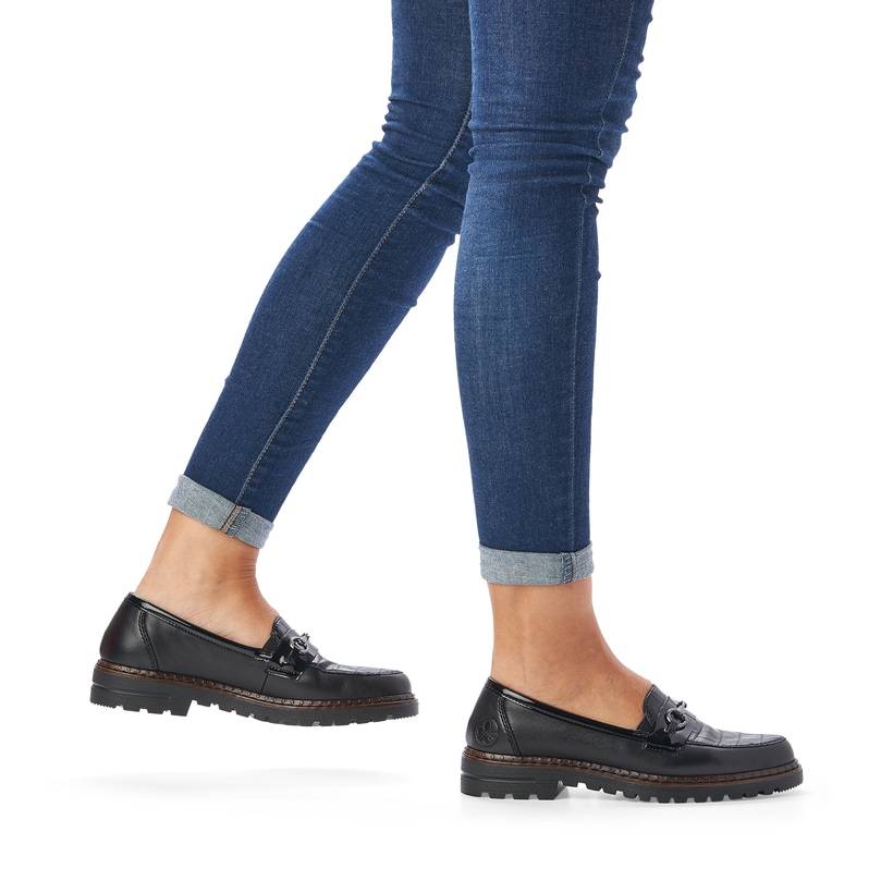 Rieker Artikelnummer 54862-01 Rieker Damen Loafer graphitschwarz Räumungsverkauf