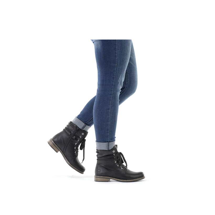 Rieker Artikelnummer 71218-00 Rieker Damen Schnürstiefel asphaltschwarz Riesige Ersparnisse