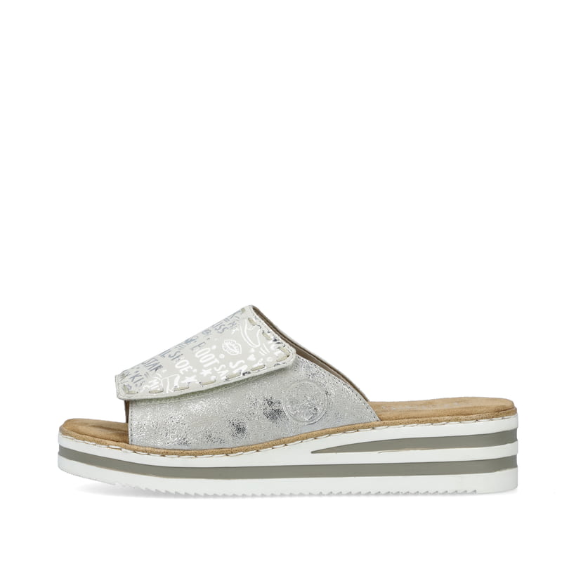 Rieker Artikelnummer V0290-90 Rieker Damen Pantoletten silber-metallic Letzte 3 Tage