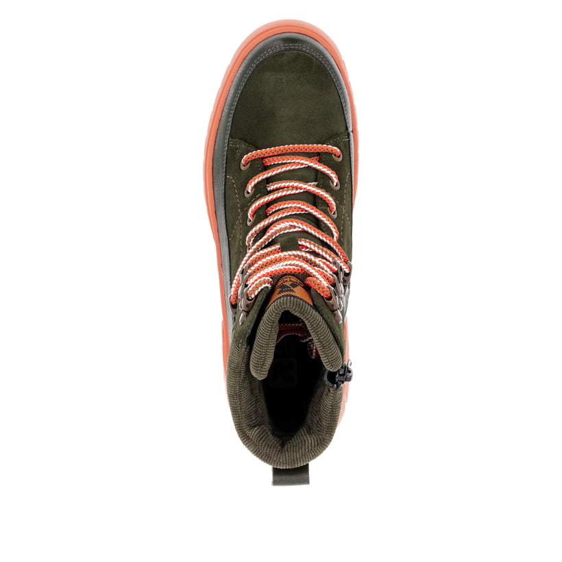 Rieker Artikelnummer W1871-54 Rieker Damen Schnürstiefel khaki-glutorange Neueste Stile