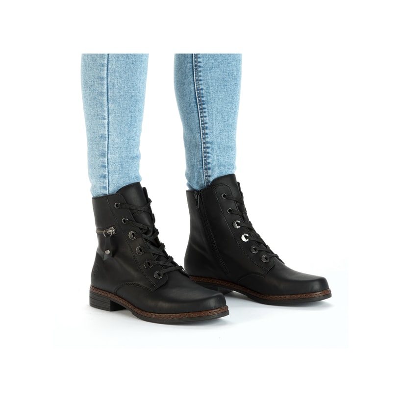 Rieker Artikelnummer 75142-01 Rieker Damen Schnürstiefel carbonschwarz Letzter Tag