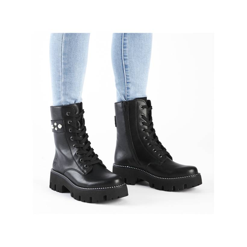 Rieker Artikelnummer Y3354-00 Rieker Damen Schnürstiefel mattschwarz 50% Rabatt mit kostenlosem Versand