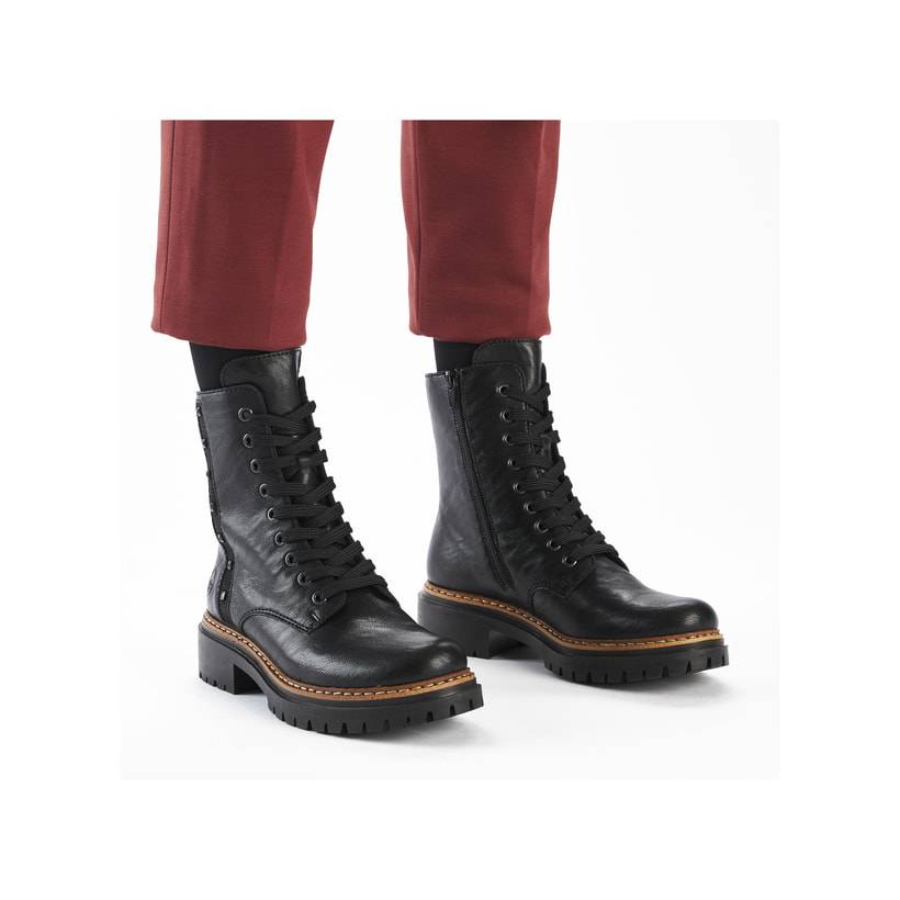 Rieker Artikelnummer 72647-00 Rieker Damen Biker Boots asphaltschwarz Fabrik Onlineshop