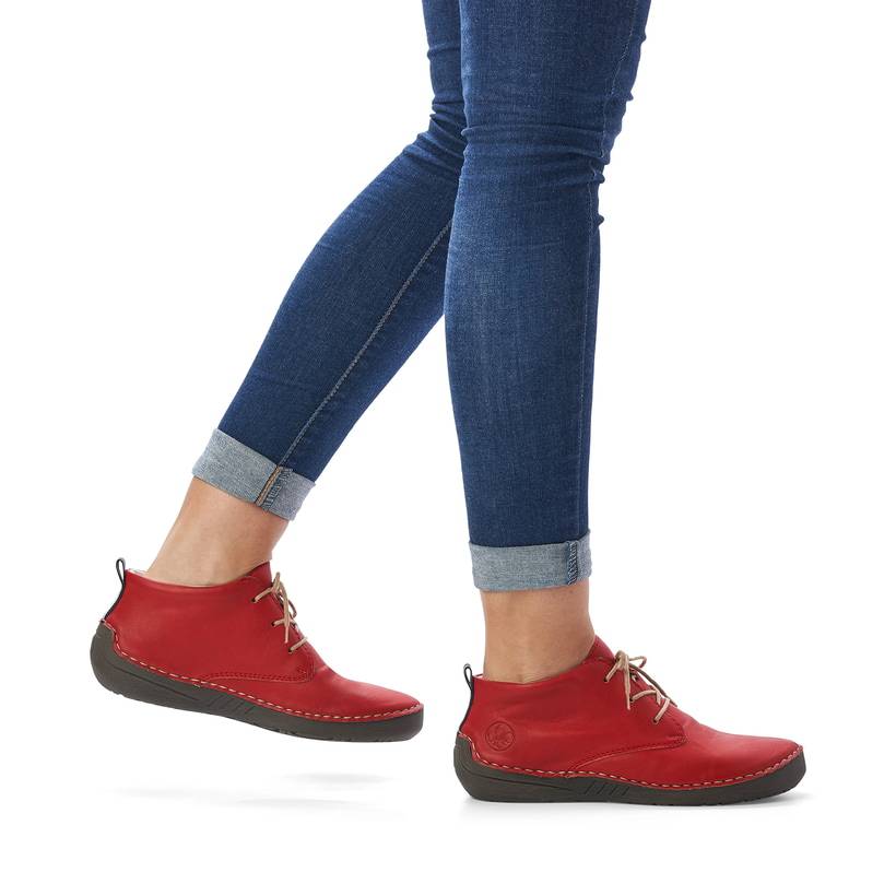 Rieker Artikelnummer 52522-33 Rieker Damen Schnürschuhe rubinrot Versandkostenfrei