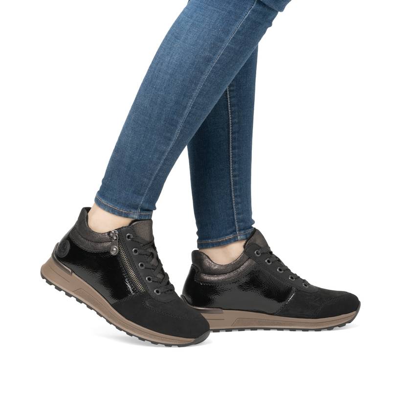 Rieker Artikelnummer N1407-00 Rieker Damen Schnürschuhe asphaltschwarz Großer Ausverkauf