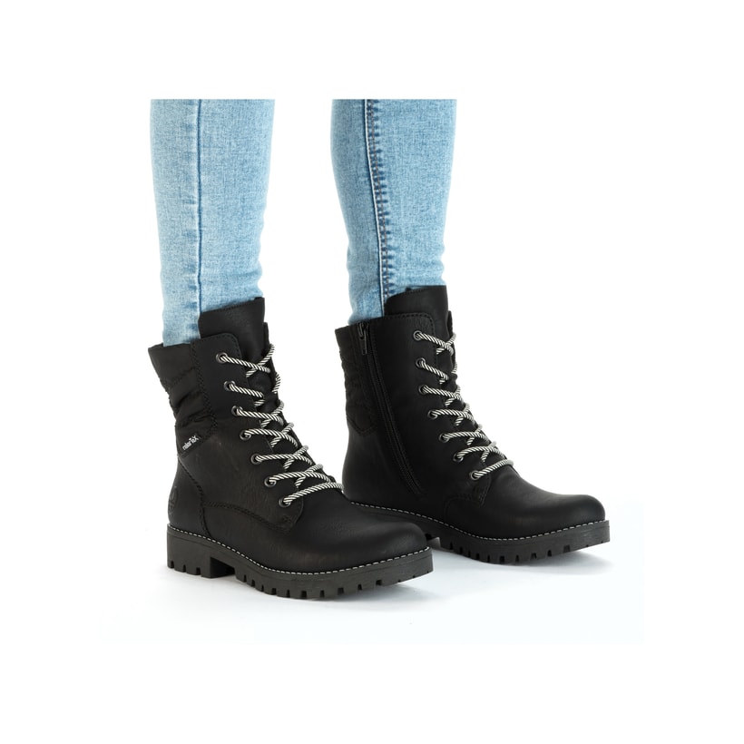 Rieker Artikelnummer 78520-00 Rieker Damen Biker Boots asphaltschwarz Kostenloser Versand international