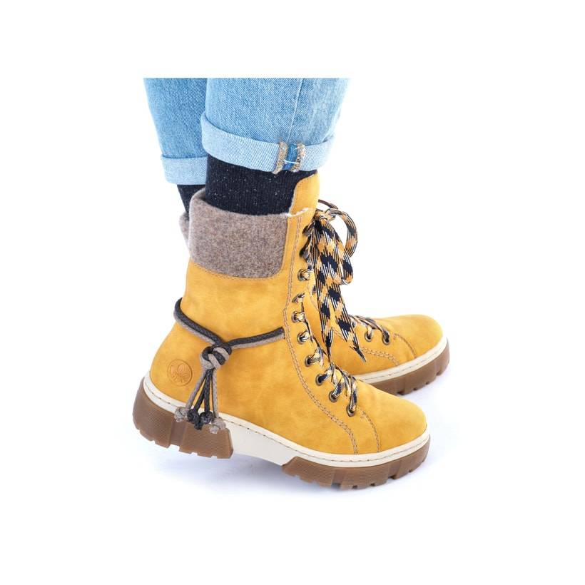 Rieker Artikelnummer X8618-68 Rieker Damen Schnürstiefel sonnenblumengelb Letzter Tag