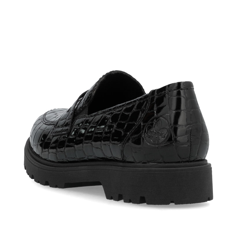 Rieker Artikelnummer 45560-03 Rieker Damen Slipper glanzschwarz Nur noch ein Tag übrig