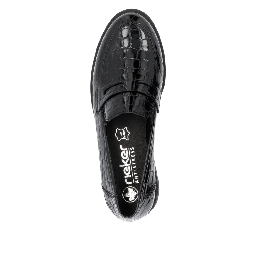 Rieker Artikelnummer 45560-03 Rieker Damen Slipper glanzschwarz Nur noch ein Tag übrig