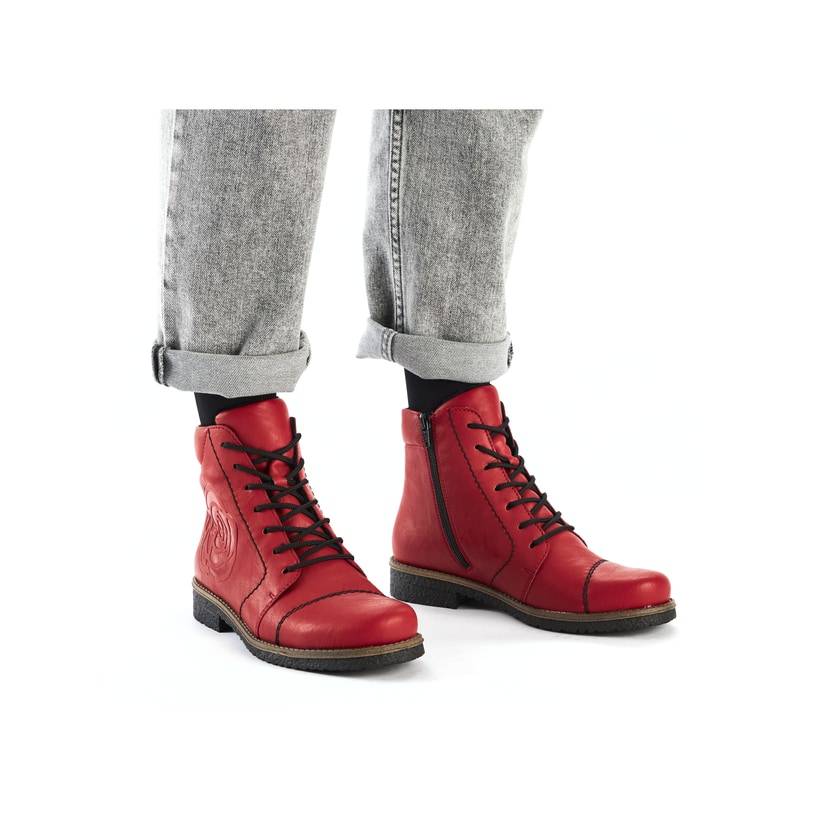 Rieker Artikelnummer 73504-33 Rieker Damen Schnürstiefel erdbeerrot Clearance-Verkauf