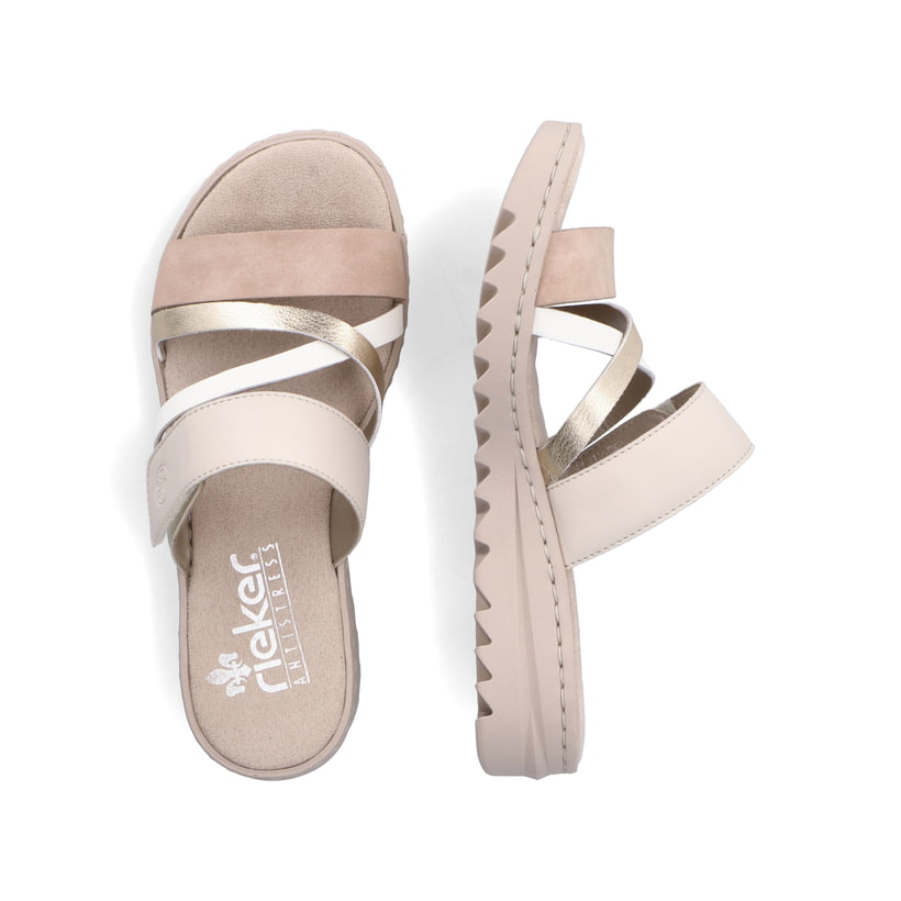 Rieker Artikelnummer V4652-90 Rieker Damen Pantoletten champagner-zartrosa Outlet