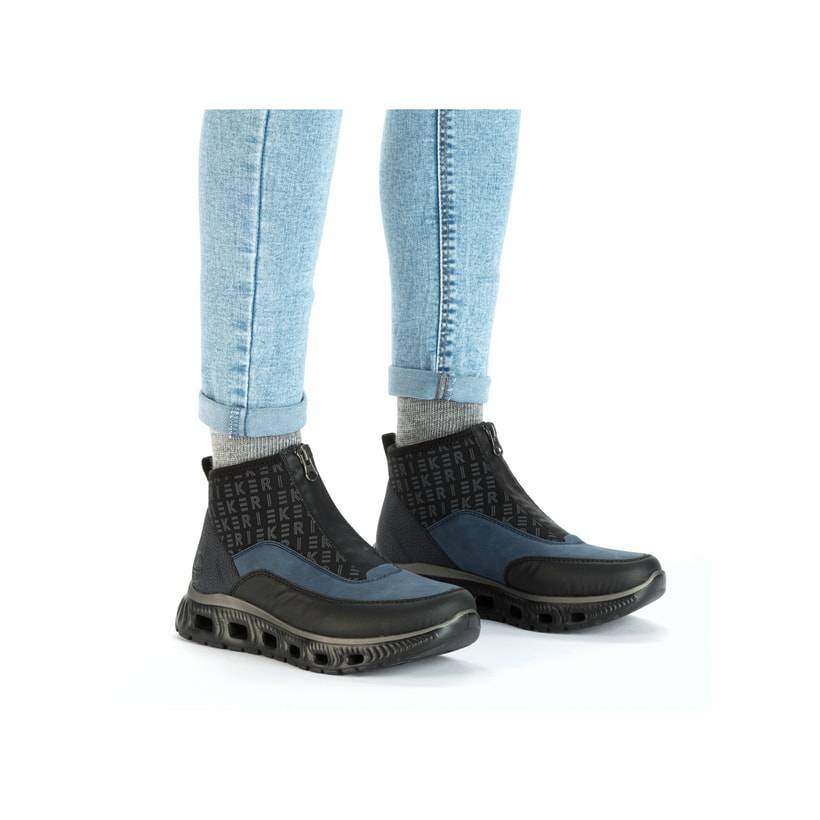Rieker Artikelnummer M6052-00 Rieker Damen Sneaker High asphaltschwarz-ozeanblau Meist gekauft