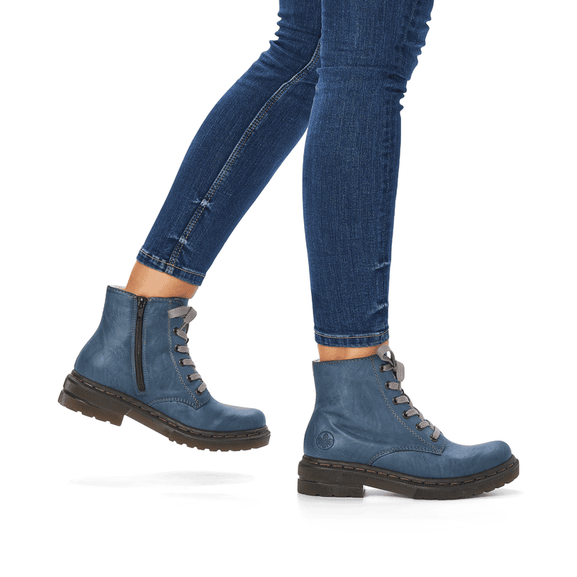 Rieker Artikelnummer 78240-14 Rieker Damen Schnürstiefel himmelblau Limitierter Zeitrabatt