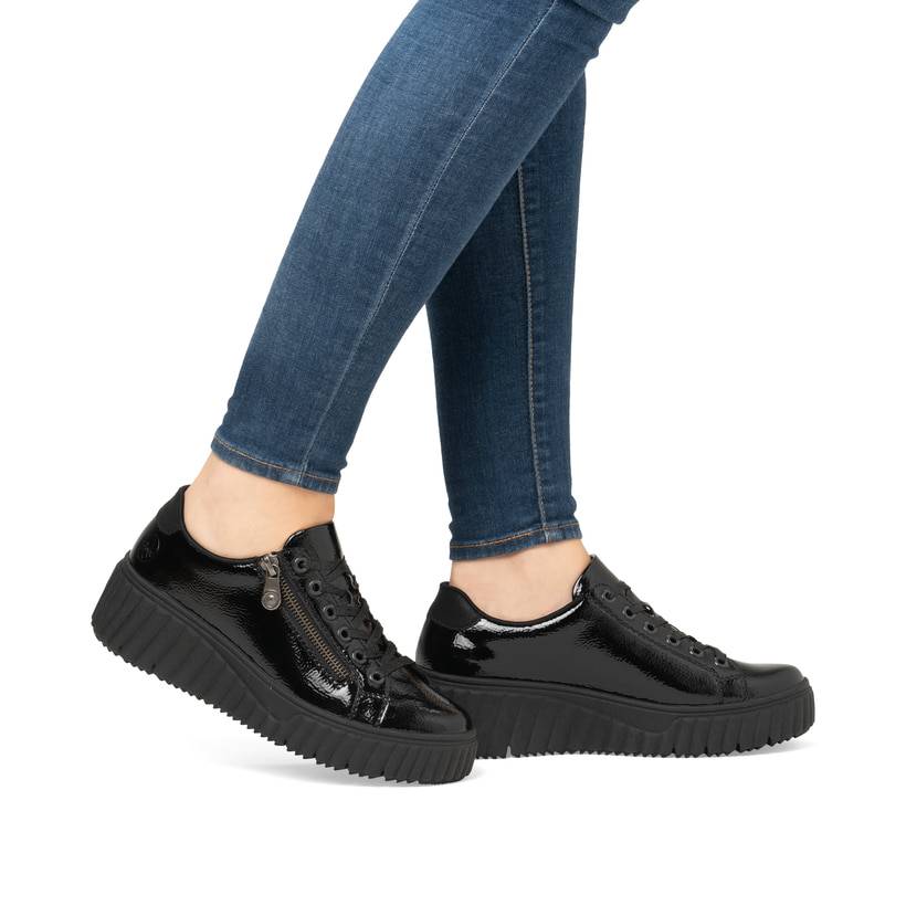 Rieker Artikelnummer N2501-00 Rieker Damen Sneaker Low glanzschwarz Black Friday Preise