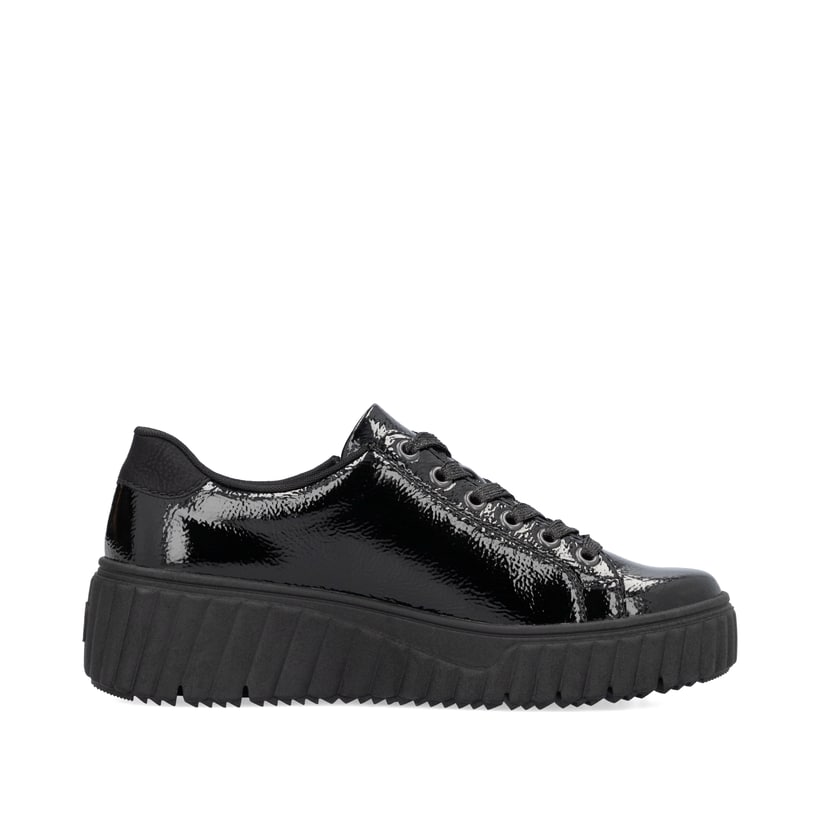 Rieker Artikelnummer N2501-00 Rieker Damen Sneaker Low glanzschwarz Black Friday Preise