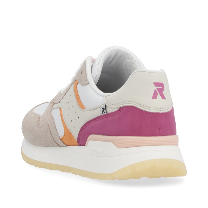 Rieker Artikelnummer W0607-80 Rieker Damen Sneaker Low light-beige fuchsia apricot Im Verkauf