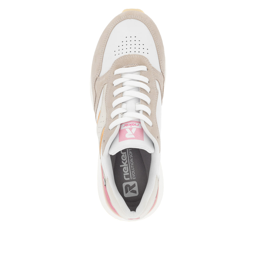 Rieker Artikelnummer W0607-80 Rieker Damen Sneaker Low light-beige fuchsia apricot Im Verkauf