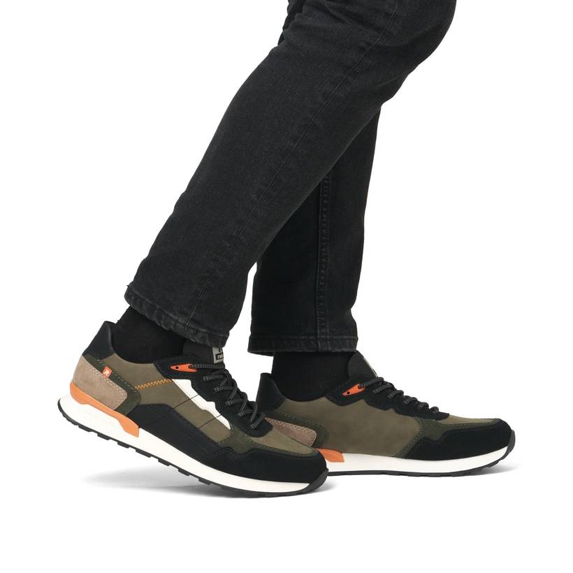 Rieker Artikelnummer U0308-54 Rieker Herren Sneaker Low khaki-schwarz Großer Ausverkauf