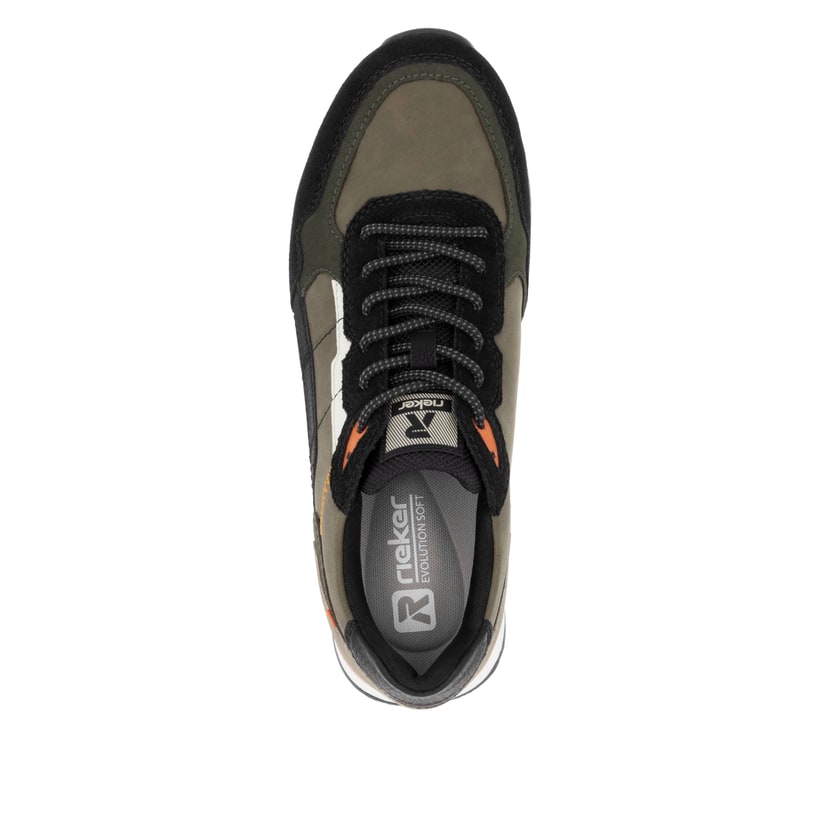 Rieker Artikelnummer U0308-54 Rieker Herren Sneaker Low khaki-schwarz Großer Ausverkauf