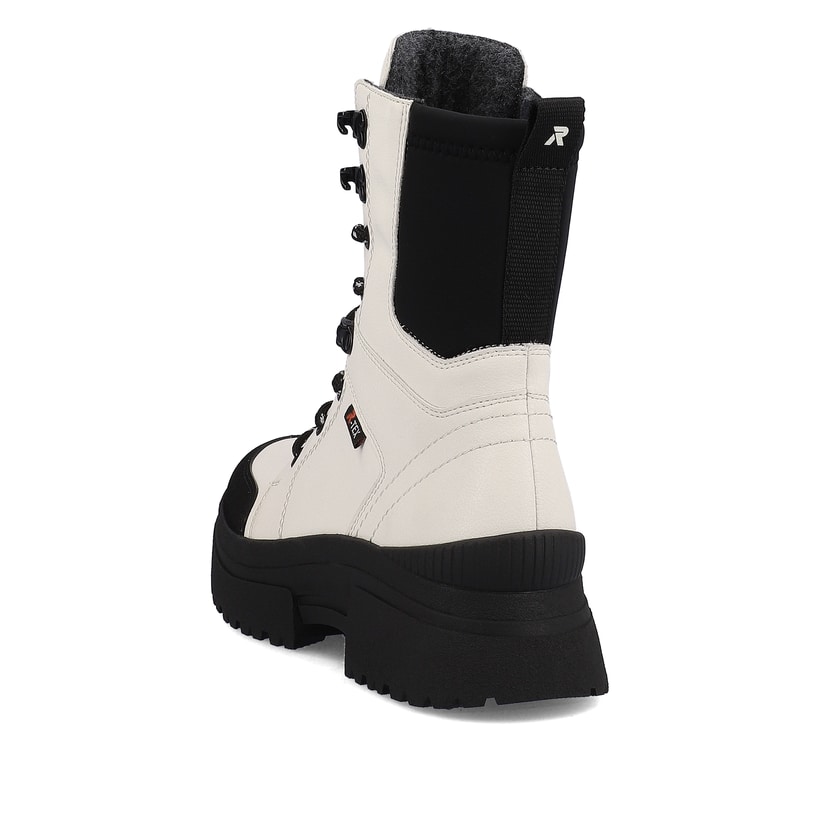 Rieker Artikelnummer W0374-80 Rieker Damen Schnürstiefel snow-white deep-black Preisnachlass