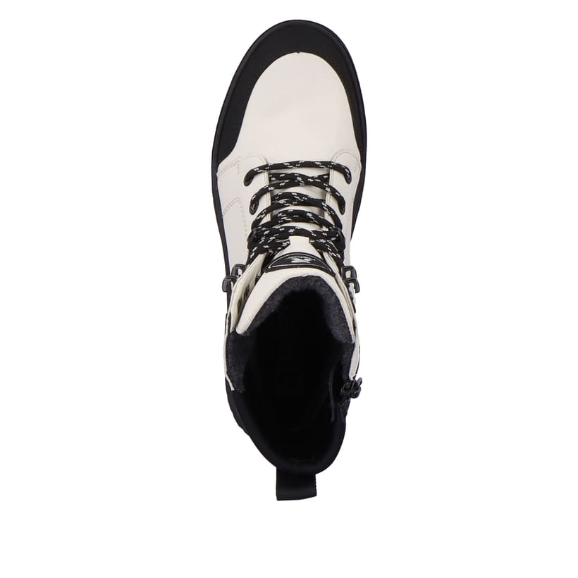 Rieker Artikelnummer W0374-80 Rieker Damen Schnürstiefel snow-white deep-black Preisnachlass