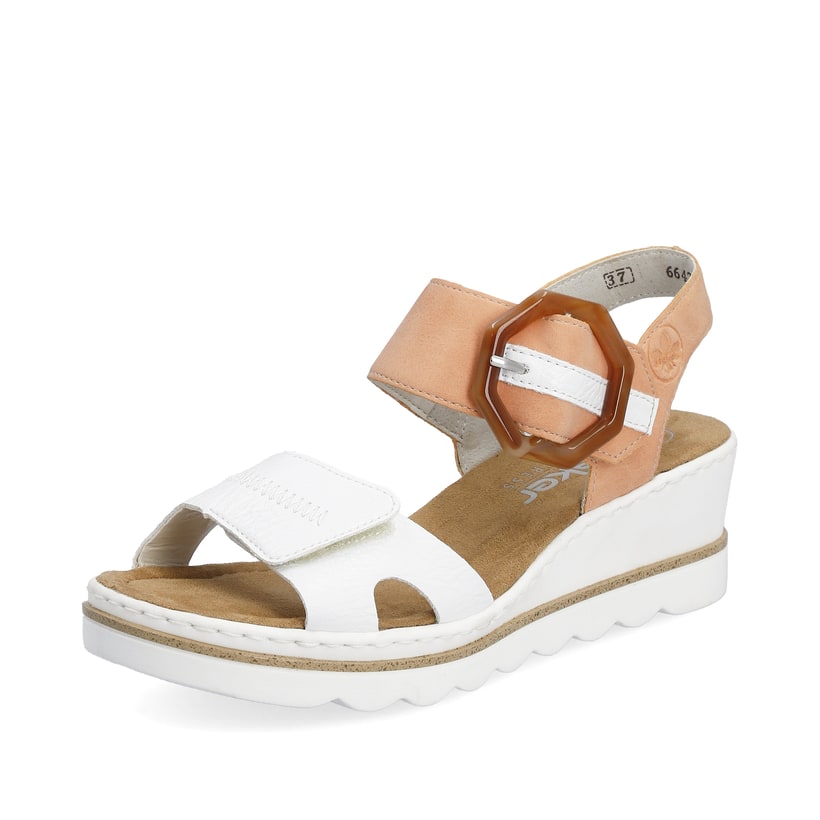 Rieker Artikelnummer 67476-38 Rieker Damen Keilsandaletten schneeweiss-pfirsich Osterangebot