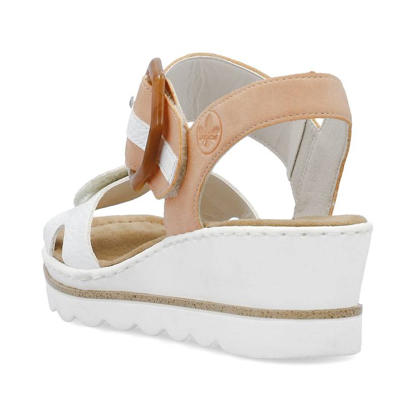 Rieker Artikelnummer 67476-38 Rieker Damen Keilsandaletten schneeweiss-pfirsich Osterangebot