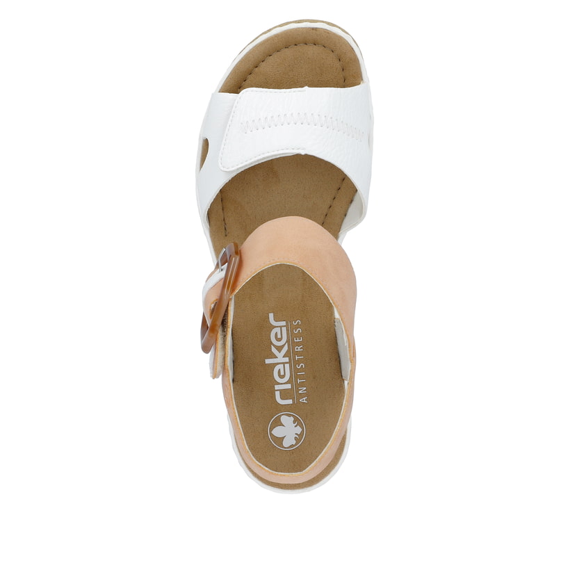 Rieker Artikelnummer 67476-38 Rieker Damen Keilsandaletten schneeweiss-pfirsich Osterangebot
