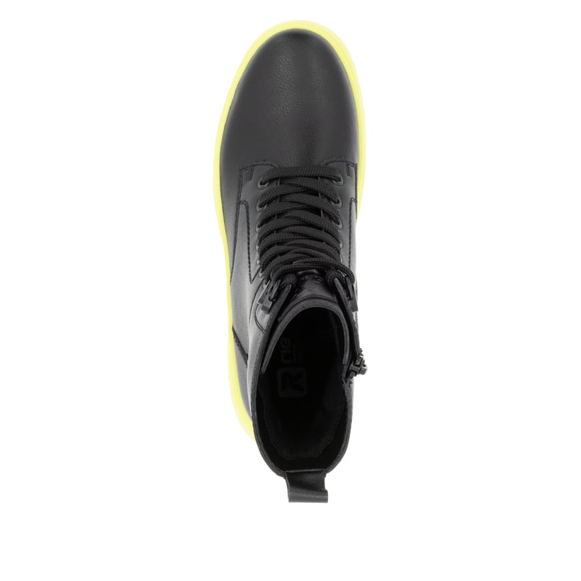 Rieker Artikelnummer W1870-01 Rieker Damen Schnürstiefel mattschwarz-neongrün Kostenlose Rückgabe