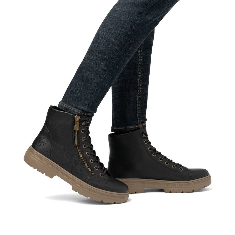 Rieker Artikelnummer N0031-00 Rieker Damen Schnürstiefel asphaltschwarz Zeitbegrenzte Promotion