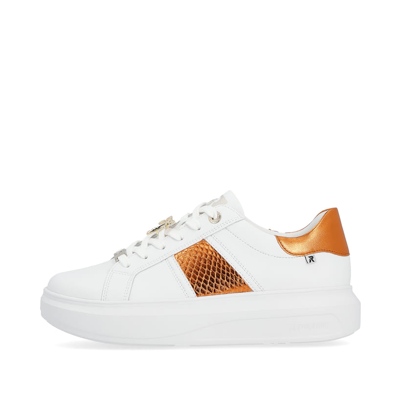 Rieker Artikelnummer W1202-80 Rieker Damen Sneaker Low pearl-white copper-metallic zollfrei