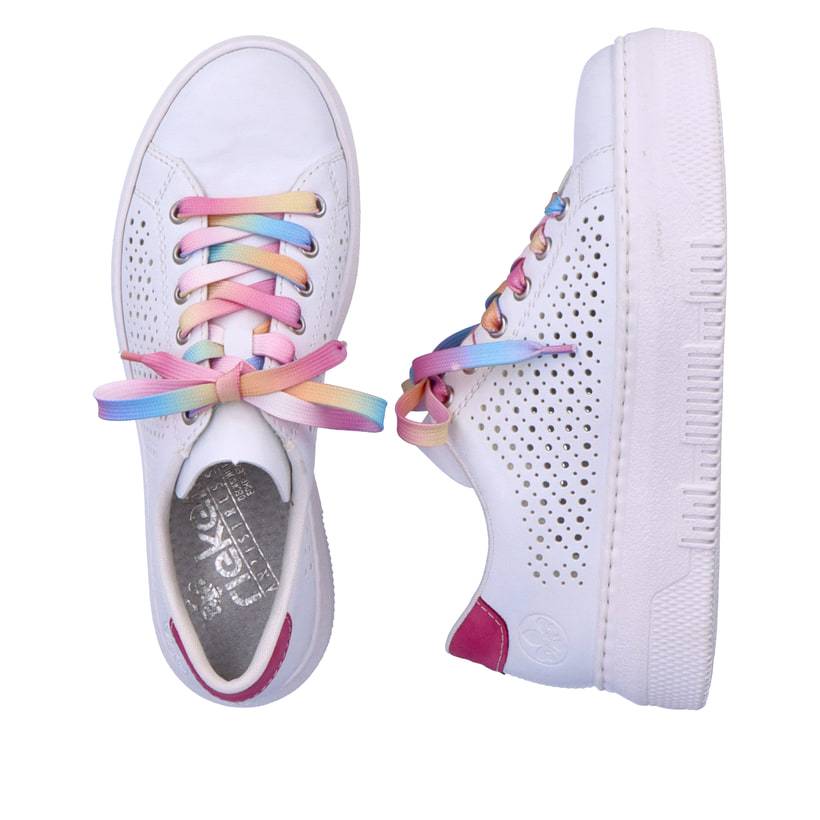Rieker Artikelnummer M1904-80 Rieker Damen Sneaker Low cremeweiß-flamigorosa Kostenloser Versand